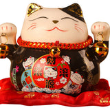 Lucky Cat Coin Bank 4.5in Exquisite Cute Bring Luck Good Wish Ceramic Fortune Cat Saving Pot Desk Decoration Black