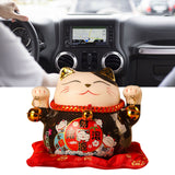 Lucky Cat Coin Bank 4.5in Exquisite Cute Bring Luck Good Wish Ceramic Fortune Cat Saving Pot Desk Decoration Black - Extra Image