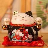 Lucky Cat Coin Bank 4.5in Exquisite Cute Bring Luck Good Wish Ceramic Fortune Cat Saving Pot Desk Decoration Black - Extra Image