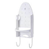 Iron Holder Wall Mounted Heat Resistant Widened Electric Iron Organizer with Hooks for Closet Hotel White