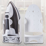 Iron Holder Wall Mounted Heat Resistant Widened Electric Iron Organizer with Hooks for Closet Hotel White