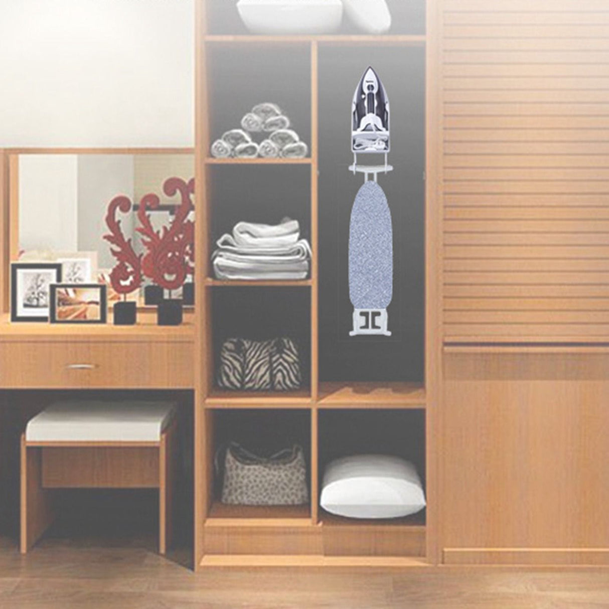 Iron Holder Wall Mounted Heat Resistant Widened Electric Iron Organizer with Hooks for Closet Hotel White