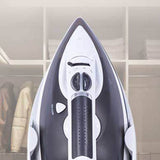Iron Holder Wall Mounted Heat Resistant Widened Electric Iron Organizer with Hooks for Closet Hotel White - Rear View