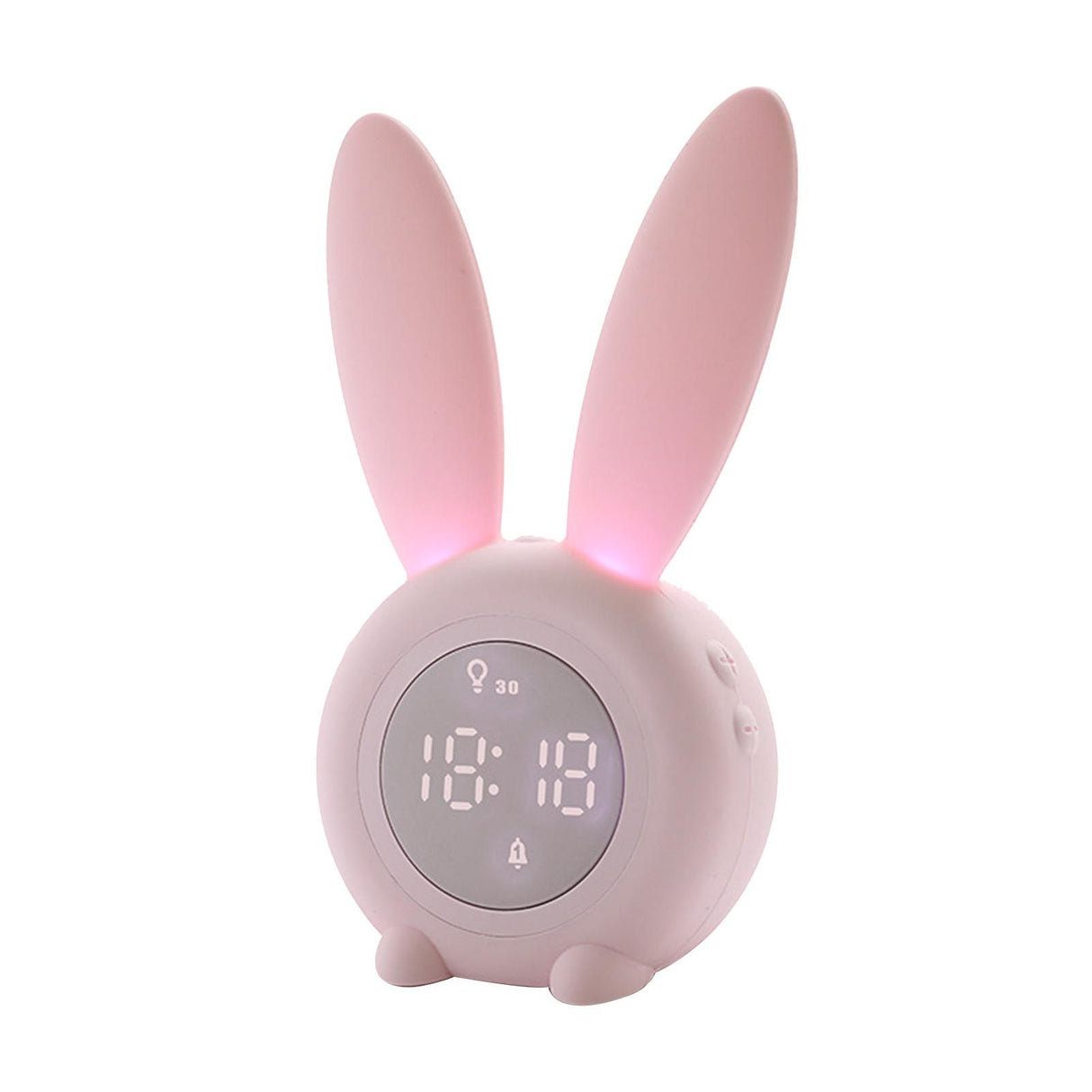 Digital Alarm Clock Cute Bunny Shape LED Night Light Luminous Digital Clock for Kids Bedroom Decor Pink