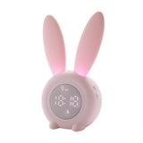 Digital Alarm Clock Cute Bunny Shape LED Night Light Luminous Digital Clock for Kids Bedroom Decor Pink