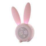 Digital Alarm Clock Cute Bunny Shape LED Night Light Luminous Digital Clock for Kids Bedroom Decor Pink - Side View