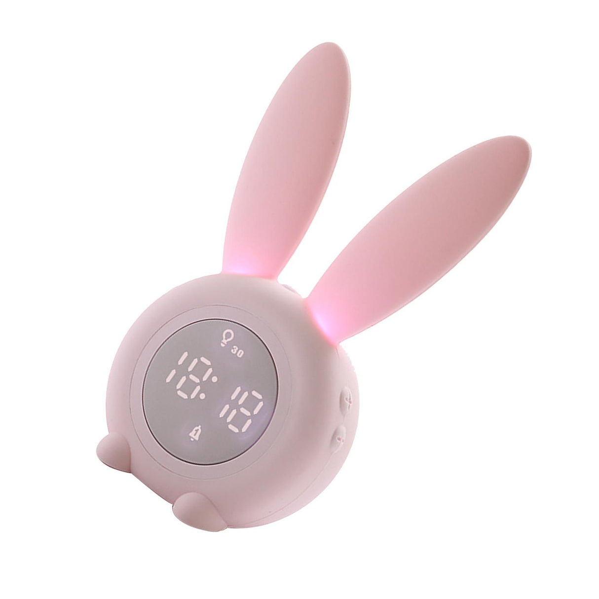 Digital Alarm Clock Cute Bunny Shape LED Night Light Luminous Digital Clock for Kids Bedroom Decor Pink