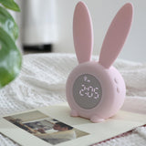 Digital Alarm Clock Cute Bunny Shape LED Night Light Luminous Digital Clock for Kids Bedroom Decor Pink - 45-Degree Angle