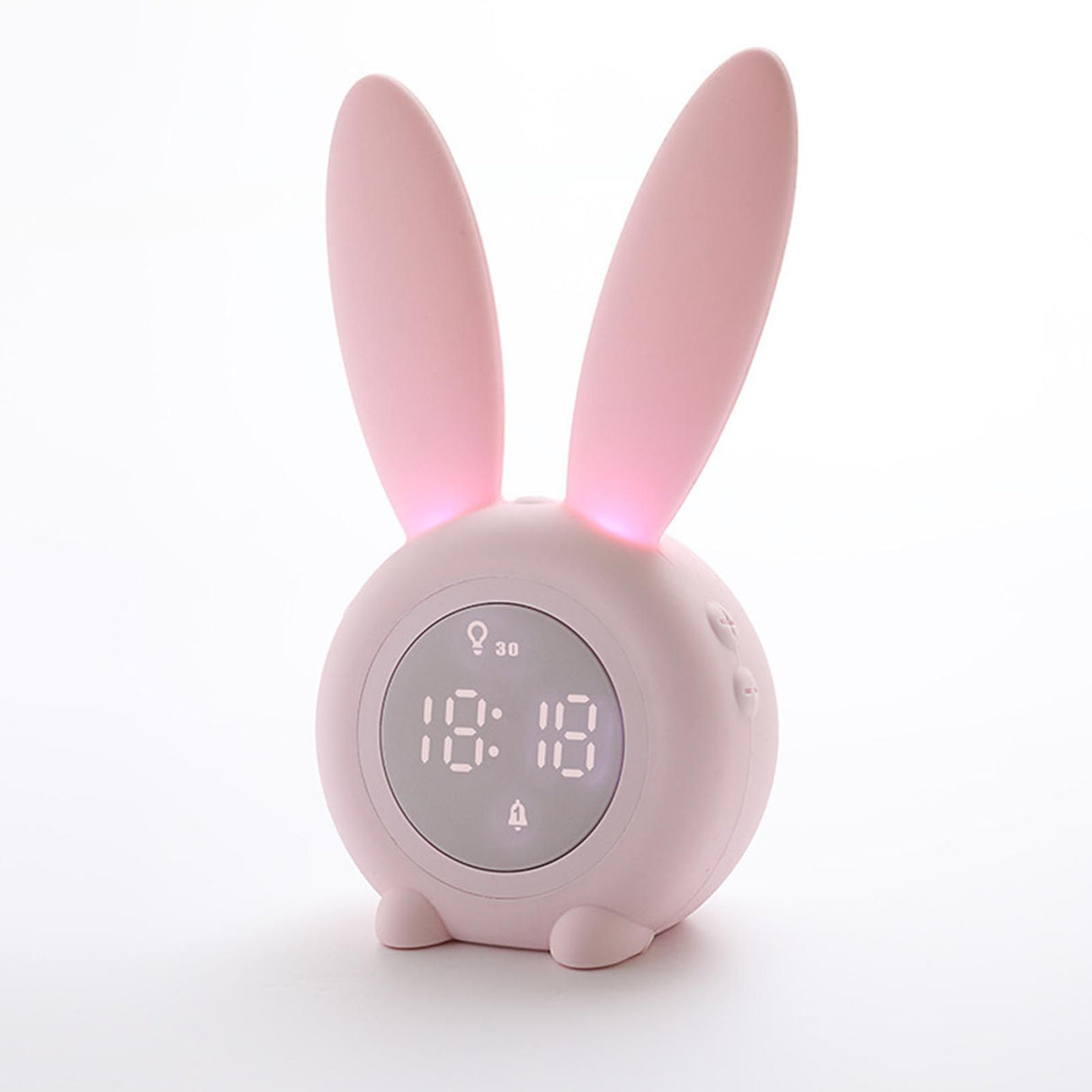 Digital Alarm Clock Cute Bunny Shape LED Night Light Luminous Digital Clock for Kids Bedroom Decor Pink