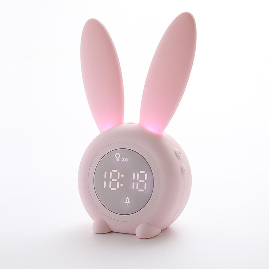 Digital Alarm Clock Cute Bunny Shape LED Night Light Luminous Digital Clock for Kids Bedroom Decor Pink