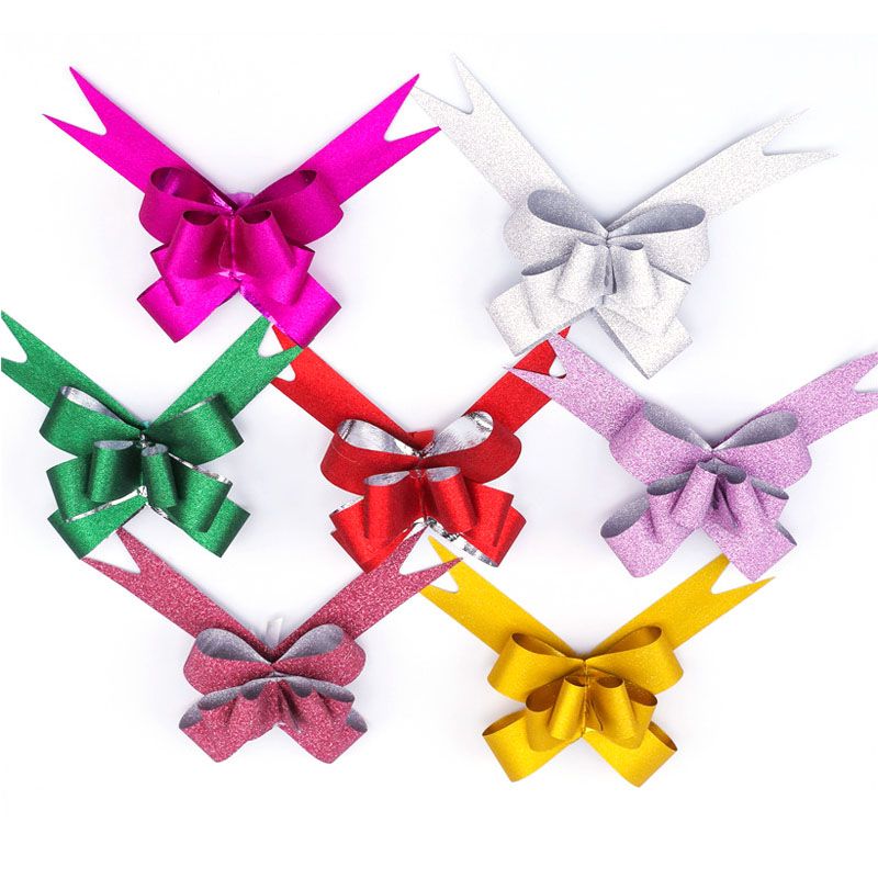50PCS Pull Bows Bright Mixed Color Plated One Pull Molding Symmetrical Exquisite Craftsmanship for Wedding Party