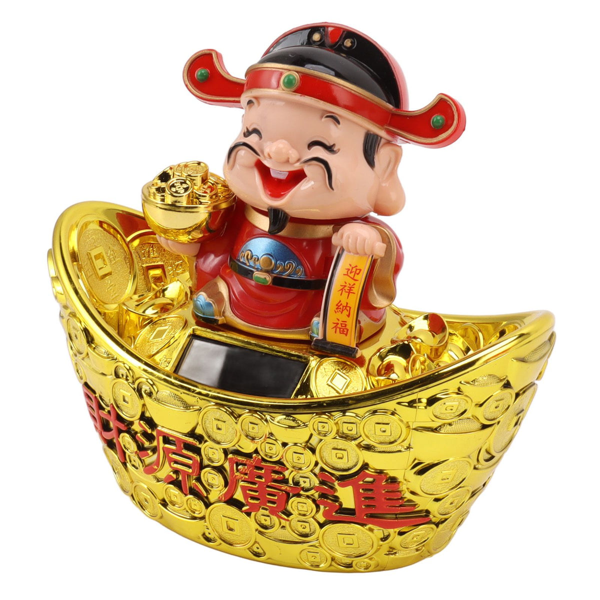 Wealth God Ornament Solar Panel Nodding Fortune Wealth Statue for Car Household Decoration 680 Model