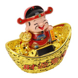 Wealth God Ornament Solar Panel Nodding Fortune Wealth Statue for Car Household Decoration 680 Model