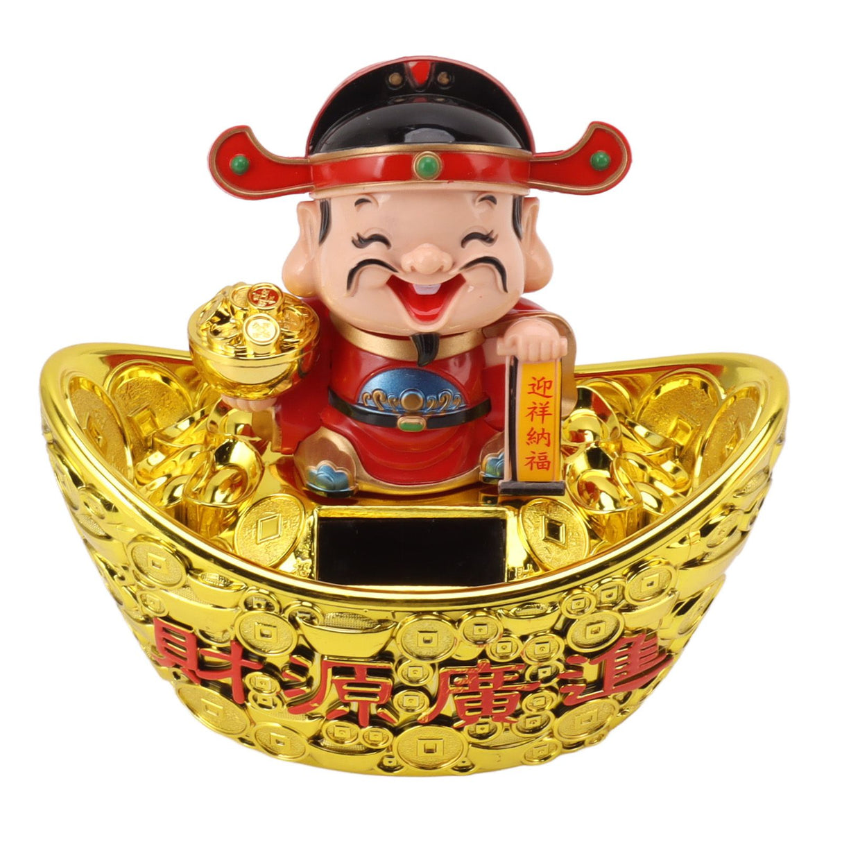Wealth God Ornament Solar Panel Nodding Fortune Wealth Statue for Car Household Decoration 680 Model