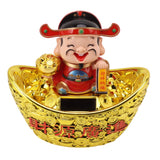 Wealth God Ornament Solar Panel Nodding Fortune Wealth Statue for Car Household Decoration 680 Model