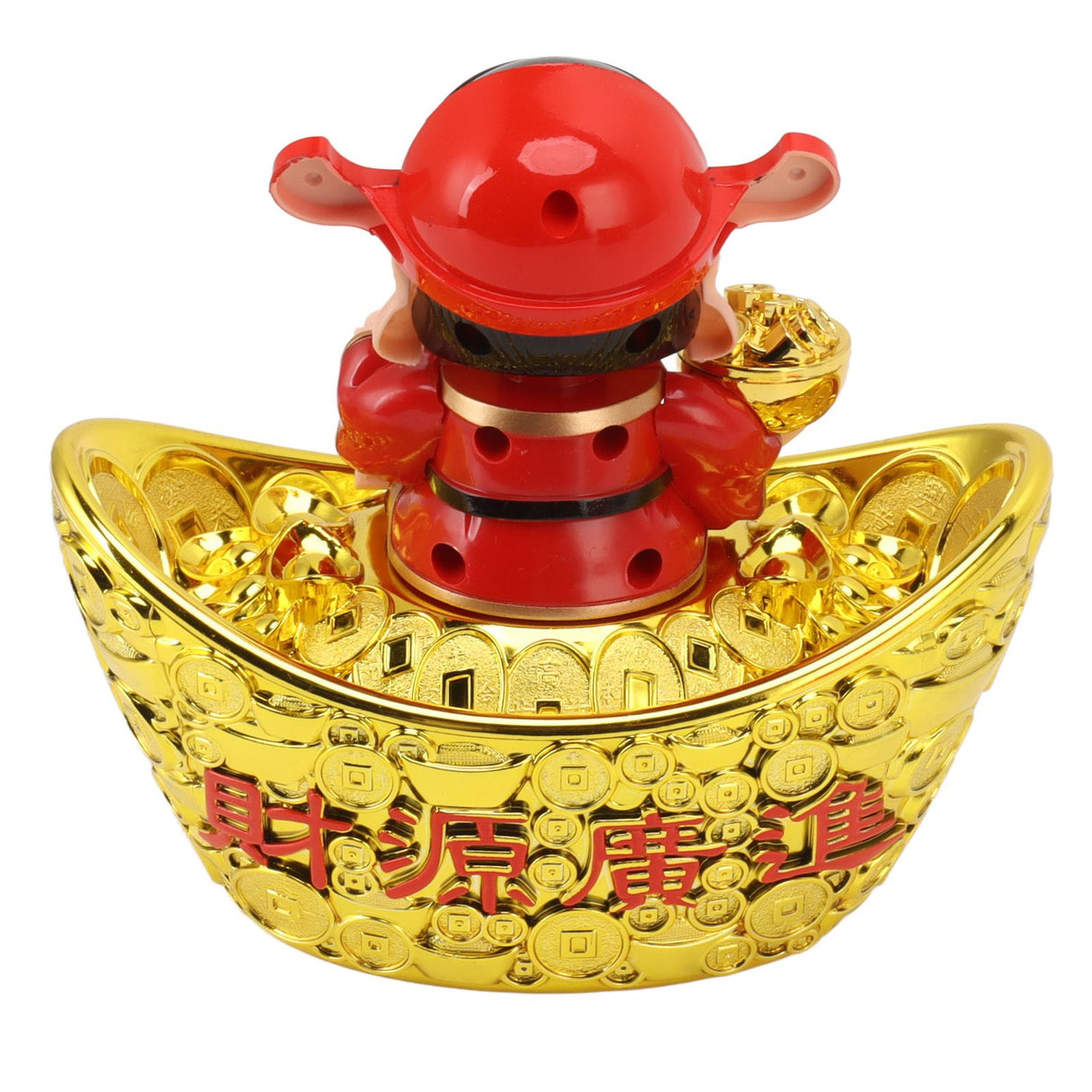 Wealth God Ornament Solar Panel Nodding Fortune Wealth Statue for Car Household Decoration 680 Model