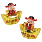 Wealth God Ornament Solar Panel Nodding Fortune Wealth Statue for Car Household Decoration 680 Model