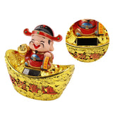 Wealth God Ornament Solar Panel Nodding Fortune Wealth Statue for Car Household Decoration 680 Model