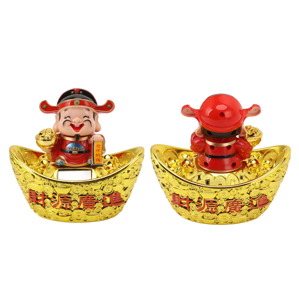 Wealth God Ornament Solar Panel Nodding Fortune Wealth Statue for Car Household Decoration 680 Model