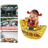 Wealth God Ornament Solar Panel Nodding Fortune Wealth Statue for Car Household Decoration 680 Model