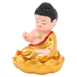 Buddha Ornament Solar Powered Light Energy Sensing Auto Nod Buddha Decoration for Home Car Office Gold Clothes