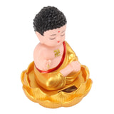 Buddha Ornament Solar Powered Light Energy Sensing Auto Nod Buddha Decoration for Home Car Office Gold Clothes