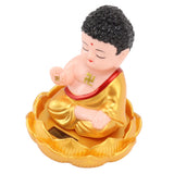 Buddha Ornament Solar Powered Light Energy Sensing Auto Nod Buddha Decoration for Home Car Office Gold Clothes - Top-Down View