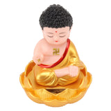 Buddha Ornament Solar Powered Light Energy Sensing Auto Nod Buddha Decoration for Home Car Office Gold Clothes