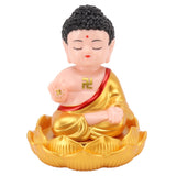 Buddha Ornament Solar Powered Light Energy Sensing Auto Nod Buddha Decoration for Home Car Office Gold Clothes
