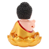 Buddha Ornament Solar Powered Light Energy Sensing Auto Nod Buddha Decoration for Home Car Office Gold Clothes - Low Angle