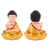 Buddha Ornament Solar Powered Light Energy Sensing Auto Nod Buddha Decoration for Home Car Office Gold Clothes - Extra Image