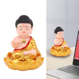 Buddha Ornament Solar Powered Light Energy Sensing Auto Nod Buddha Decoration for Home Car Office Gold Clothes - Extra Image
