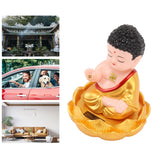 Buddha Ornament Solar Powered Light Energy Sensing Auto Nod Buddha Decoration for Home Car Office Gold Clothes - Extra Image