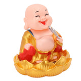 Solar Buddha Statue Solar Nodding Maitreya Car Ornament Decoration Shaking Head Toy for Wealth and Fortune Gold Clothes