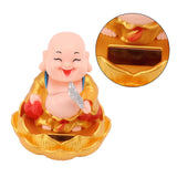Solar Buddha Statue Solar Nodding Maitreya Car Ornament Decoration Shaking Head Toy for Wealth and Fortune Gold Clothes - Close-Up Angle