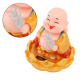 Solar Buddha Statue Solar Nodding Maitreya Car Ornament Decoration Shaking Head Toy for Wealth and Fortune Gold Clothes