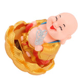 Solar Buddha Statue Solar Nodding Maitreya Car Ornament Decoration Shaking Head Toy for Wealth and Fortune Gold Clothes