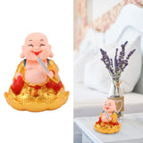 Solar Buddha Statue Solar Nodding Maitreya Car Ornament Decoration Shaking Head Toy for Wealth and Fortune Gold Clothes - Extra Image