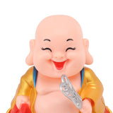 Solar Buddha Statue Solar Nodding Maitreya Car Ornament Decoration Shaking Head Toy for Wealth and Fortune Gold Clothes - Extra Image