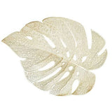 6Pcs Insulation Placemat Hollow Out Simulation Leaf Shape Heat Resistant PVC Table Mat for Kitchen Table Gold