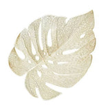 6Pcs Insulation Placemat Hollow Out Simulation Leaf Shape Heat Resistant PVC Table Mat for Kitchen Table Gold - Side View