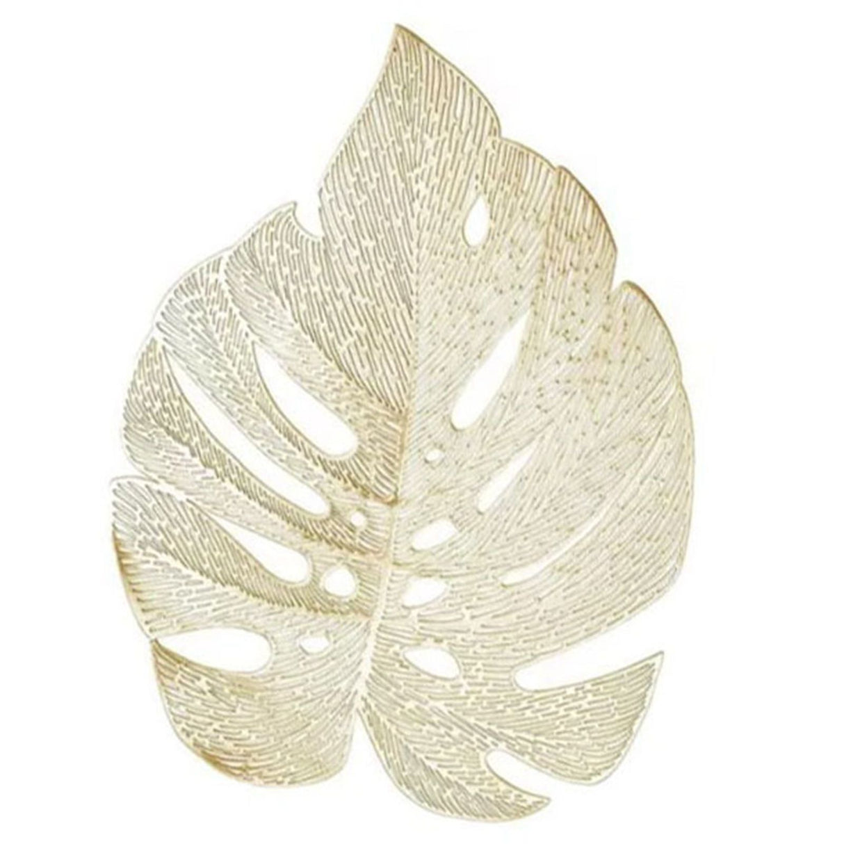 6Pcs Insulation Placemat Hollow Out Simulation Leaf Shape Heat Resistant PVC Table Mat for Kitchen Table Gold