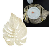 6Pcs Insulation Placemat Hollow Out Simulation Leaf Shape Heat Resistant PVC Table Mat for Kitchen Table Gold