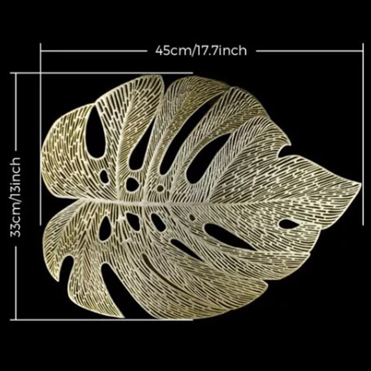 6Pcs Insulation Placemat Hollow Out Simulation Leaf Shape Heat Resistant PVC Table Mat for Kitchen Table Gold
