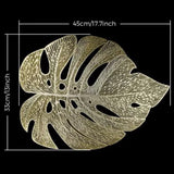 6Pcs Insulation Placemat Hollow Out Simulation Leaf Shape Heat Resistant PVC Table Mat for Kitchen Table Gold - Extra Image