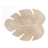 Placemats and Coasters Set Hollow Insulation 6 Pcs Round Dining Table Place Mats and 6 Pcs Leaf Shape Cup Coasters Gold - Extra Image