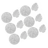 Placemats and Coasters Set Hollow Insulation 6 Pcs Round Dining Table Place Mats and 6 Pcs Leaf Shape Cup Coasters Silver - Side View