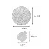 Placemats and Coasters Set Hollow Insulation 6 Pcs Round Dining Table Place Mats and 6 Pcs Leaf Shape Cup Coasters Silver - Extra Image