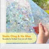 45x200cm Decorative Window Privacy Film 3D Rainbow Window Film Static Cling Window Sticker - Rear View