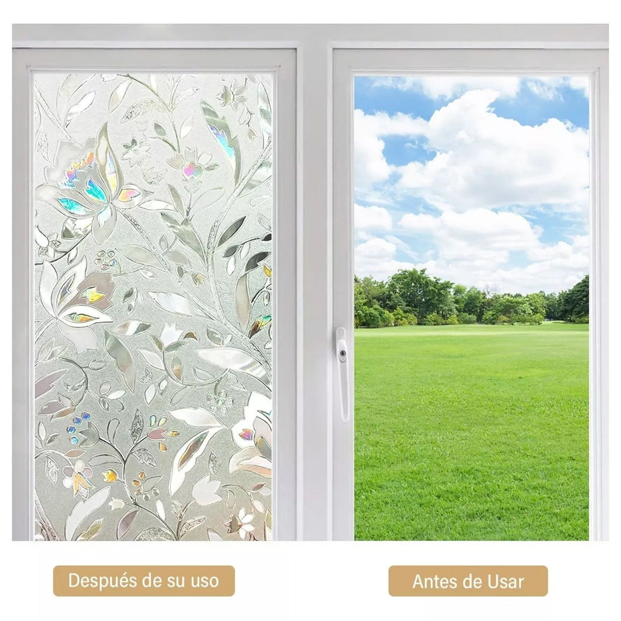 60x300cm 3D Tulip Pattern Self Adhesive Window Privacy Film Static Cling Window Sticker for Home Office